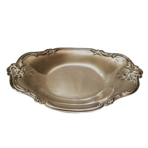 Vintage Oval Silver Plated Ornate Flowered Candy/Nut/Relish Dish 8 1/2"